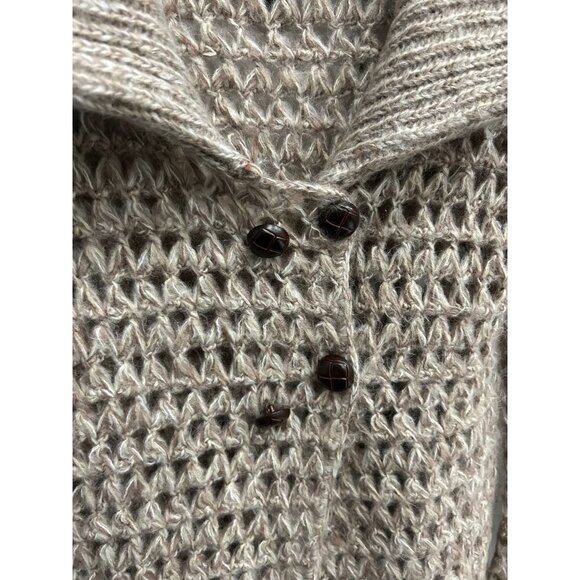 Charlotte Russe Open Knit Shawl Collar Sweater Cardigan Size S Beige Wool Blend - Picture 4 of 9